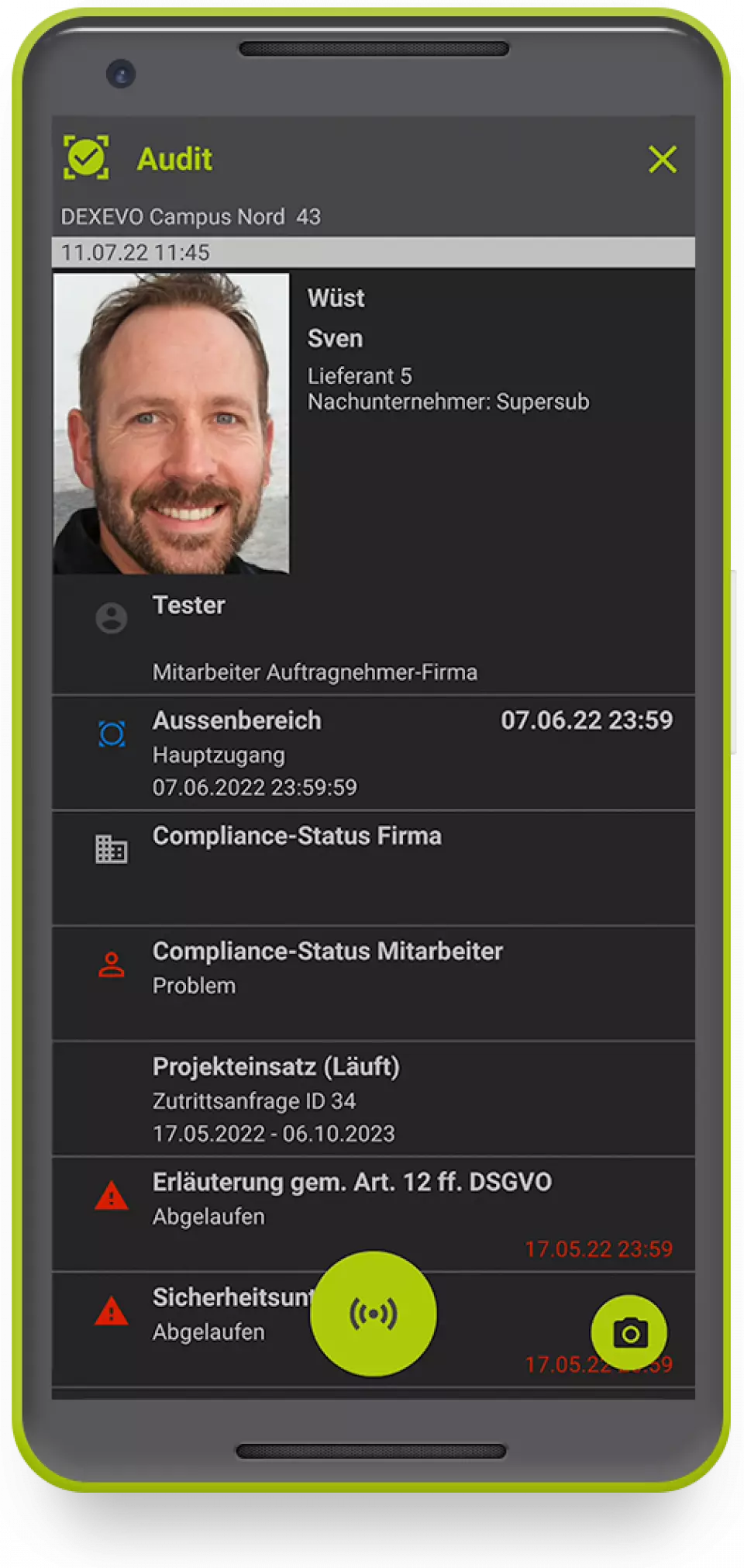 DECAMS Checkapp Audit Detailansicht Detailansicht der Auditfunktion innerhalb der Checkapp