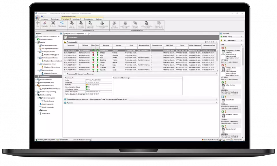 DECAMS FACT Personenaudits Übersicht Screenshot FACT Software Personenaudits